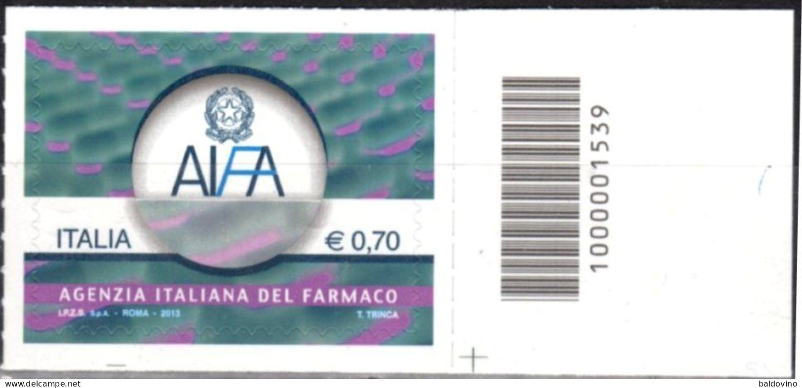 Italia 2013 Lotto 21 valori codice a barre (vedi descrizione).