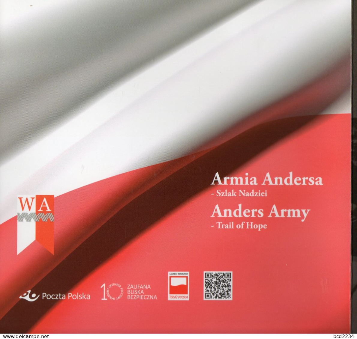 POLAND 2016 POLISH POST OFFICE SPECIAL LIMITED EDITION FOLDER: GENERAL ANDERS ARMY WW2 WWII - TRAIL OF HOPE NHM & FDC - FDC