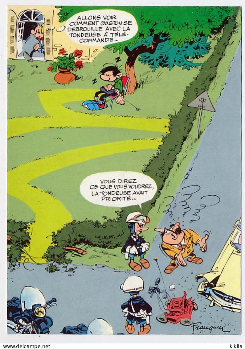 CPSM/CPM 10.5 X 15 Illustrateur / Dessinateur FRANQUIN Gaston LAGAFFE Gendarme Moto Tondeuse Fantasio De Mesmaeker* - Fumetti