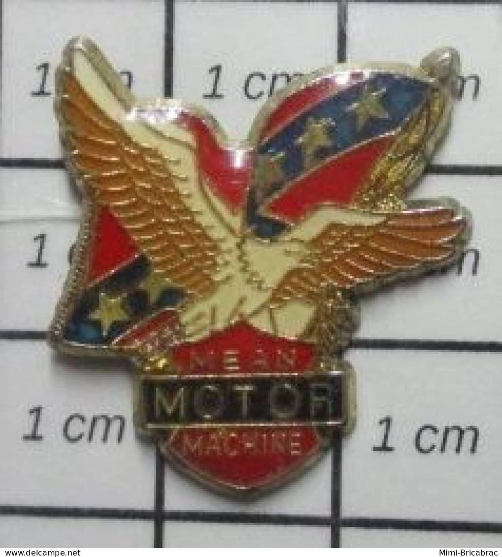 511B Pin's Pins / Beau Et Rare / MOTOS / PIN'S DE BIKER AIGLE ET DRAPEAU SUDISTE MEAN MOTOR MACHINE - Motos