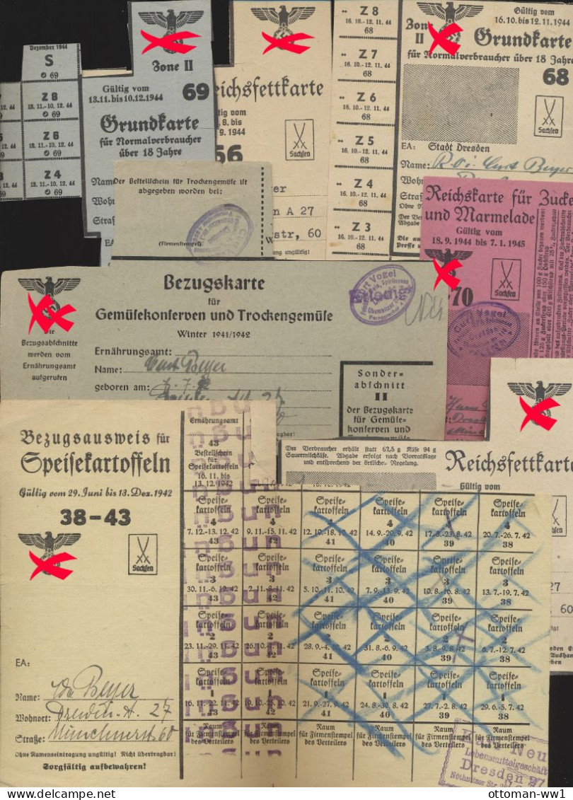 Sachsen Dresden  Lebensmittelkarte  Lebensmittelmarke  Bezugsausweis Interessante Lot Konvolut  Militär  WW2  Sammlung - 1939-45