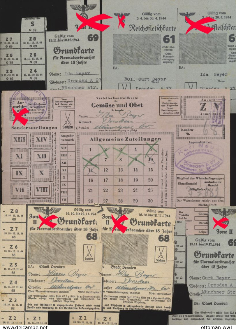 Sachsen Dresden  Lebensmittelkarte  Lebensmittelmarke  Bezugsausweis Interessante Lot Konvolut  Militär  WW2  Sammlung - 1939-45