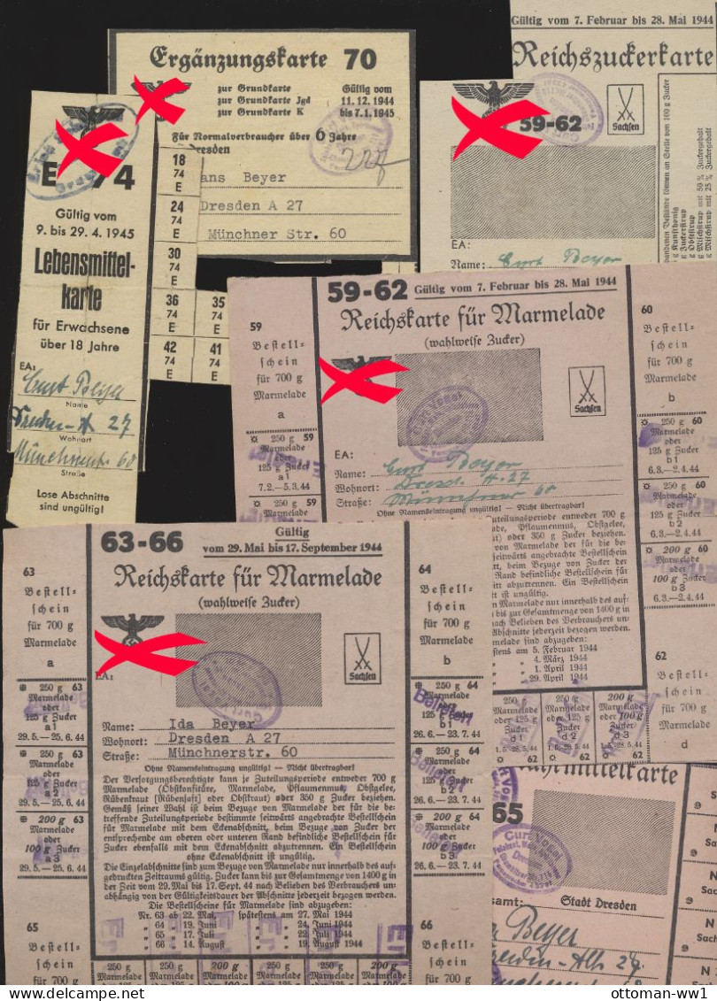 Sachsen Dresden  Lebensmittelkarte  Lebensmittelmarke  Bezugsausweis interessante Lot Konvolut  Militär  WW2  Sammlung
