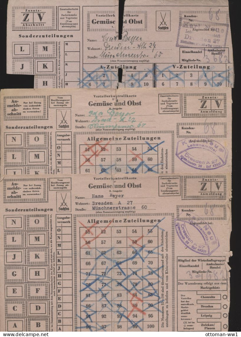 Sachsen Dresden  Lebensmittelkarte  Lebensmittelmarke  Bezugsausweis interessante Lot Konvolut  Militär  WW2  Sammlung