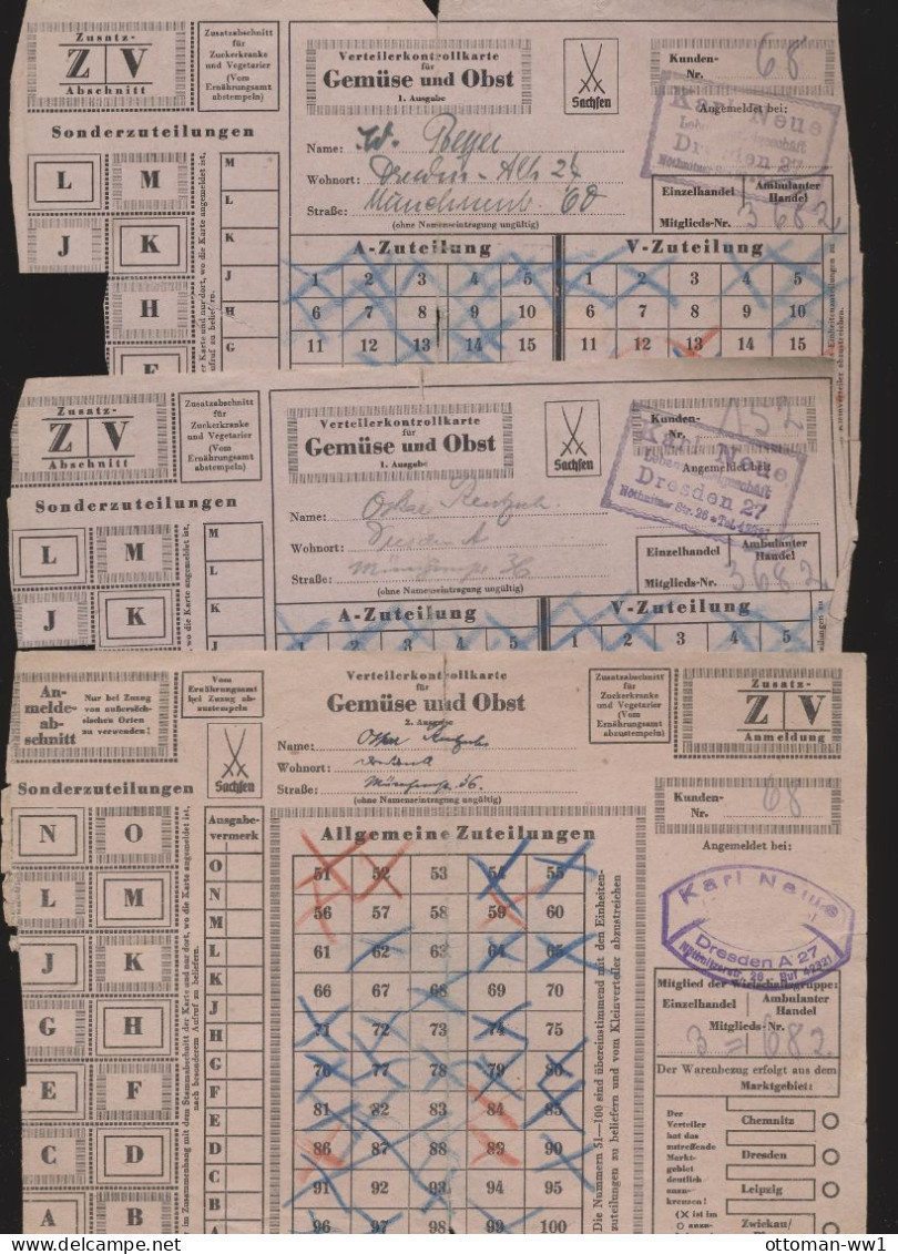 Sachsen Dresden  Lebensmittelkarte  Lebensmittelmarke  Bezugsausweis interessante Lot Konvolut  Militär  WW2  Sammlung