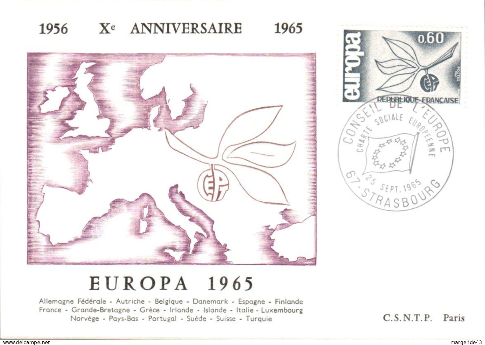 EUROPA 1965 CARTES MAXIMUM - 1965