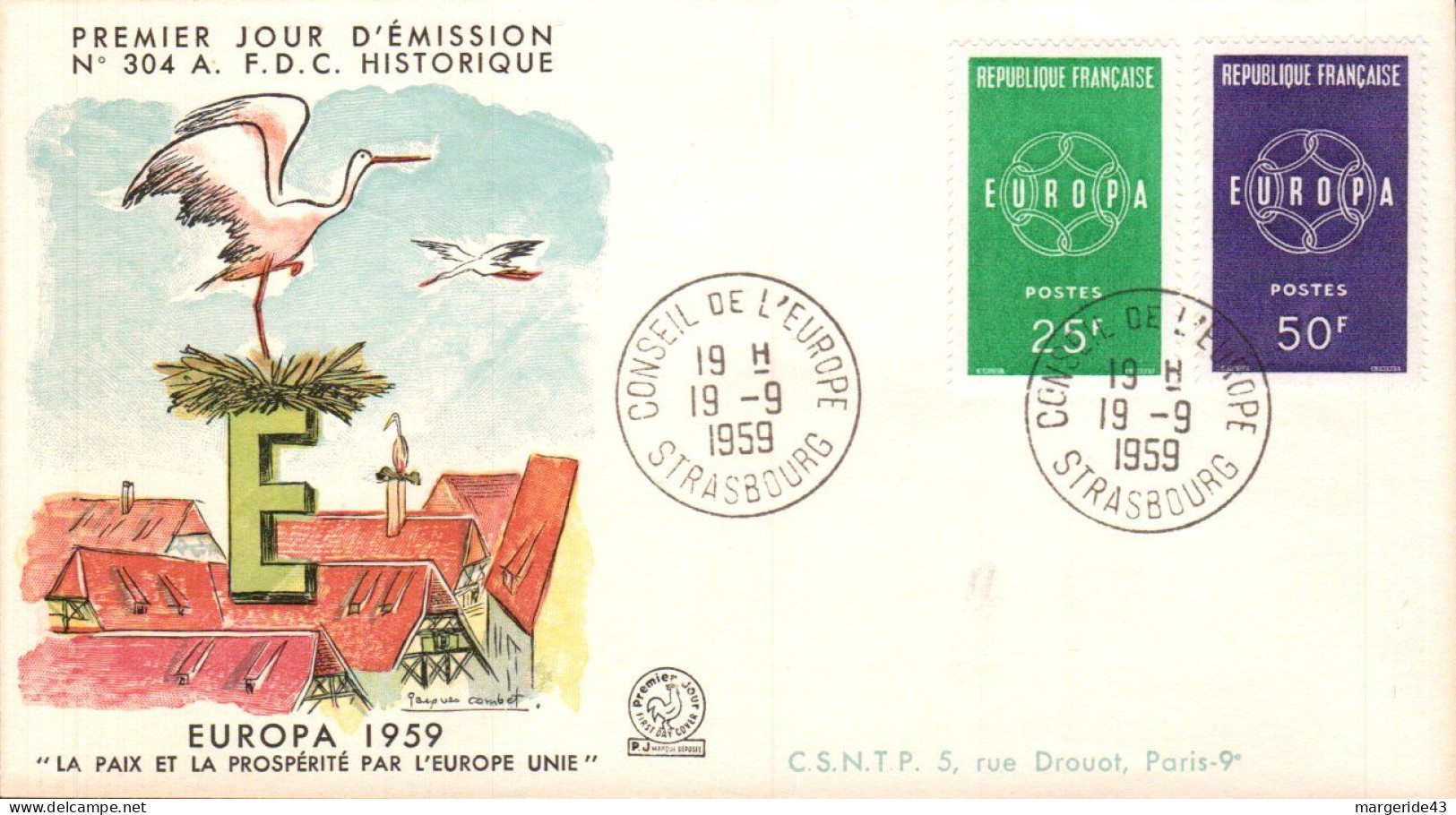 EUROPA 1959 FRANCE FDC - 1959