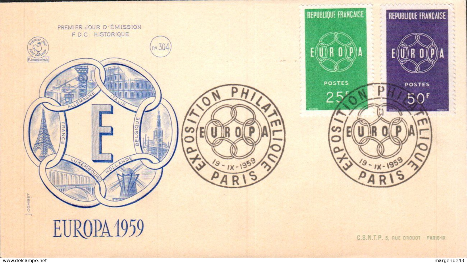 EUROPA 1959 FRANCE FDC - 1959