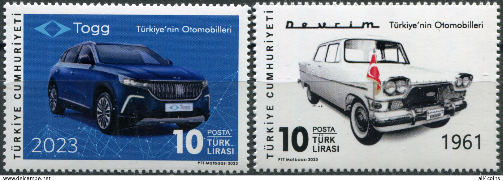 Turkey 2023. Turkish Automobiles (MNH OG) Set Of 2 Stamps - Neufs