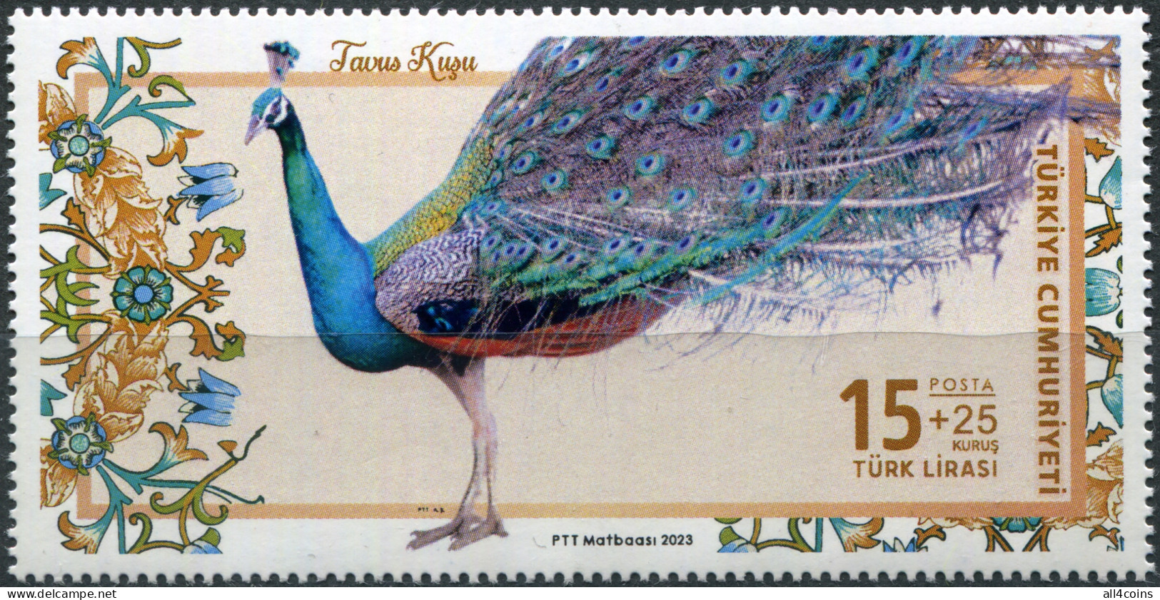 Turkey 2023. Peacock (Pavo Cristatus) (MNH OG) Stamp - Unused Stamps