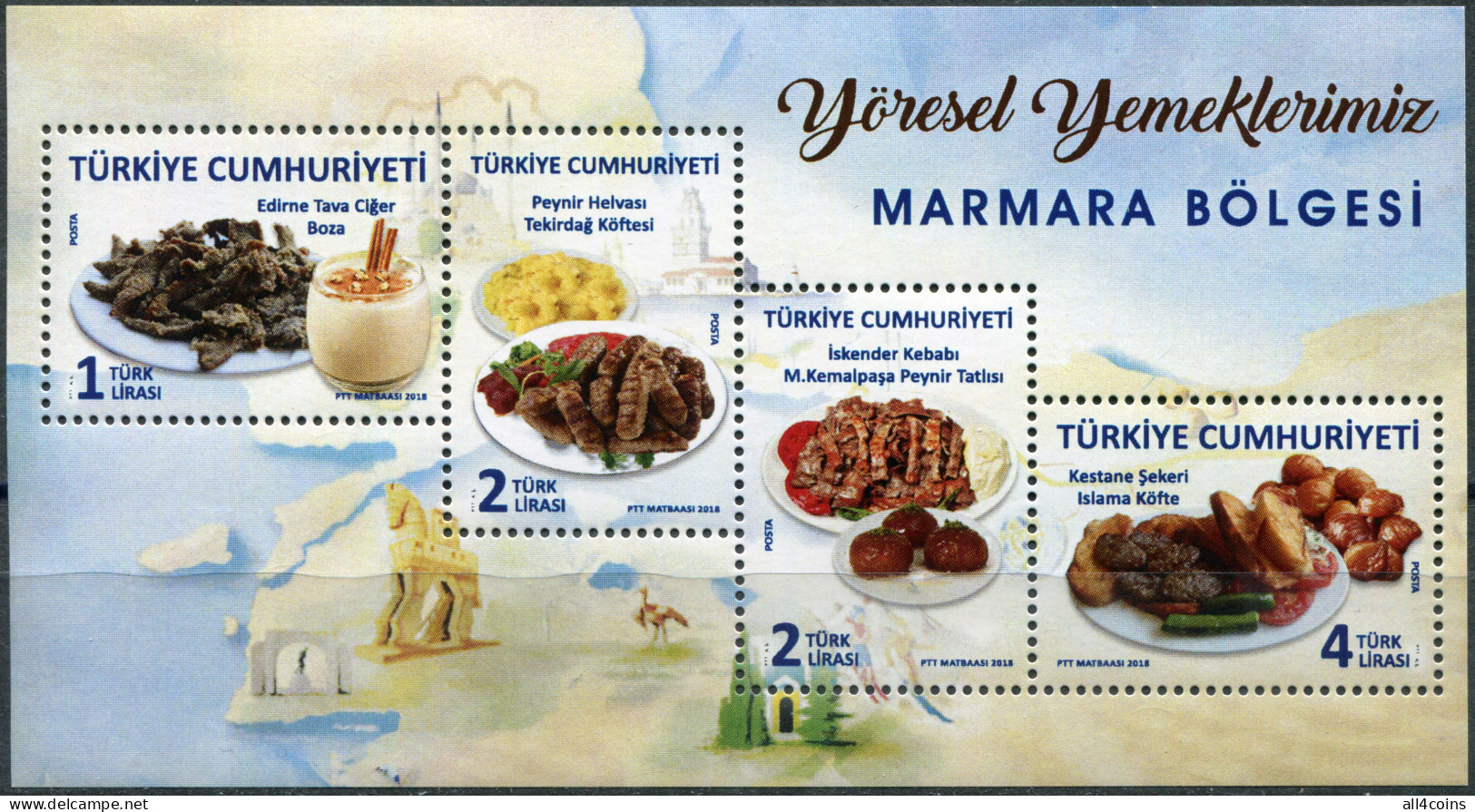 Turkey 2018. Dishes From The Marmara Sea Region (MNH OG) Souvenir Sheet - Ongebruikt