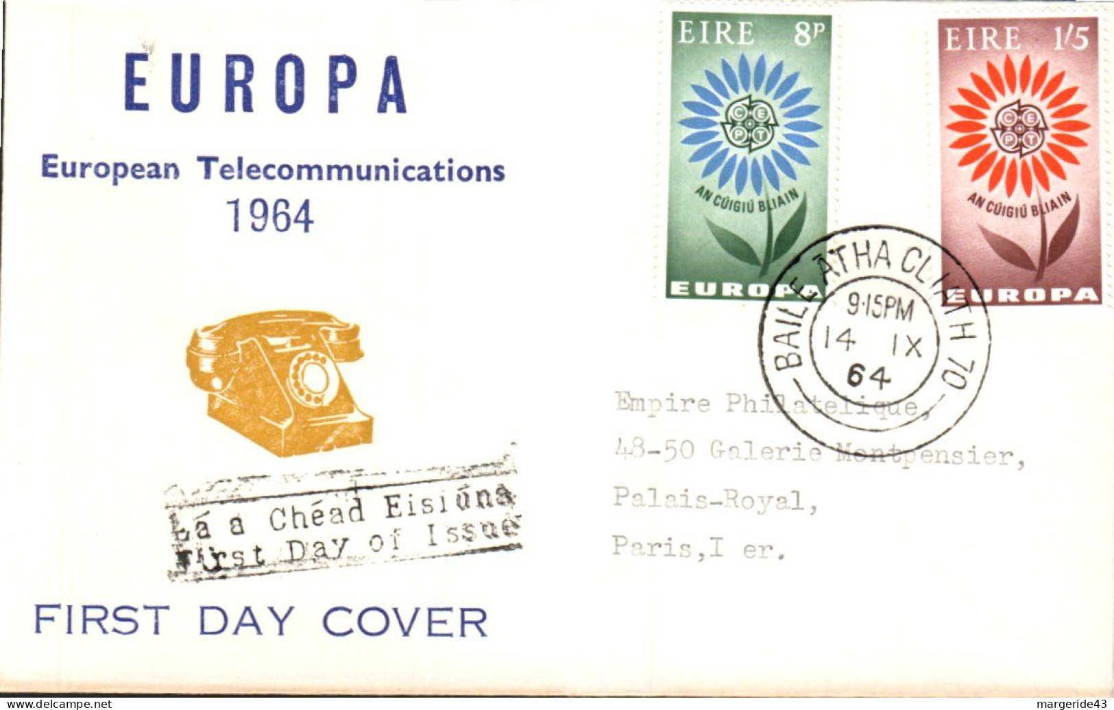 EUROPA 1964 IRLANDE FDC - 1964