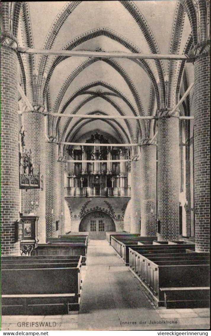 ! Alte Ansichtskarte Aus Greifswald, Inneres Der Jakobikirche, Verlag Dr. Trenkler, Leipzig, 1905, Orgel, Orgue - Greifswald