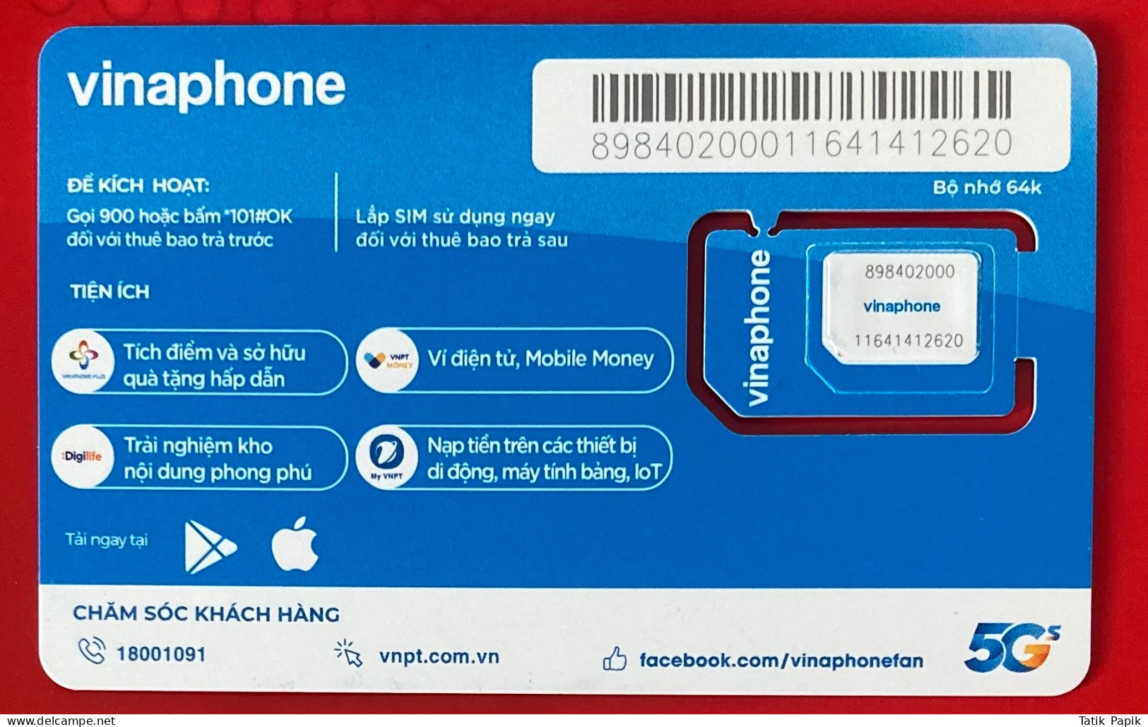 Vietnam GSM SIM Card Vietnam Mobile 2G 3G 4G 5G New Vinaphone QR Code - Viêt-Nam