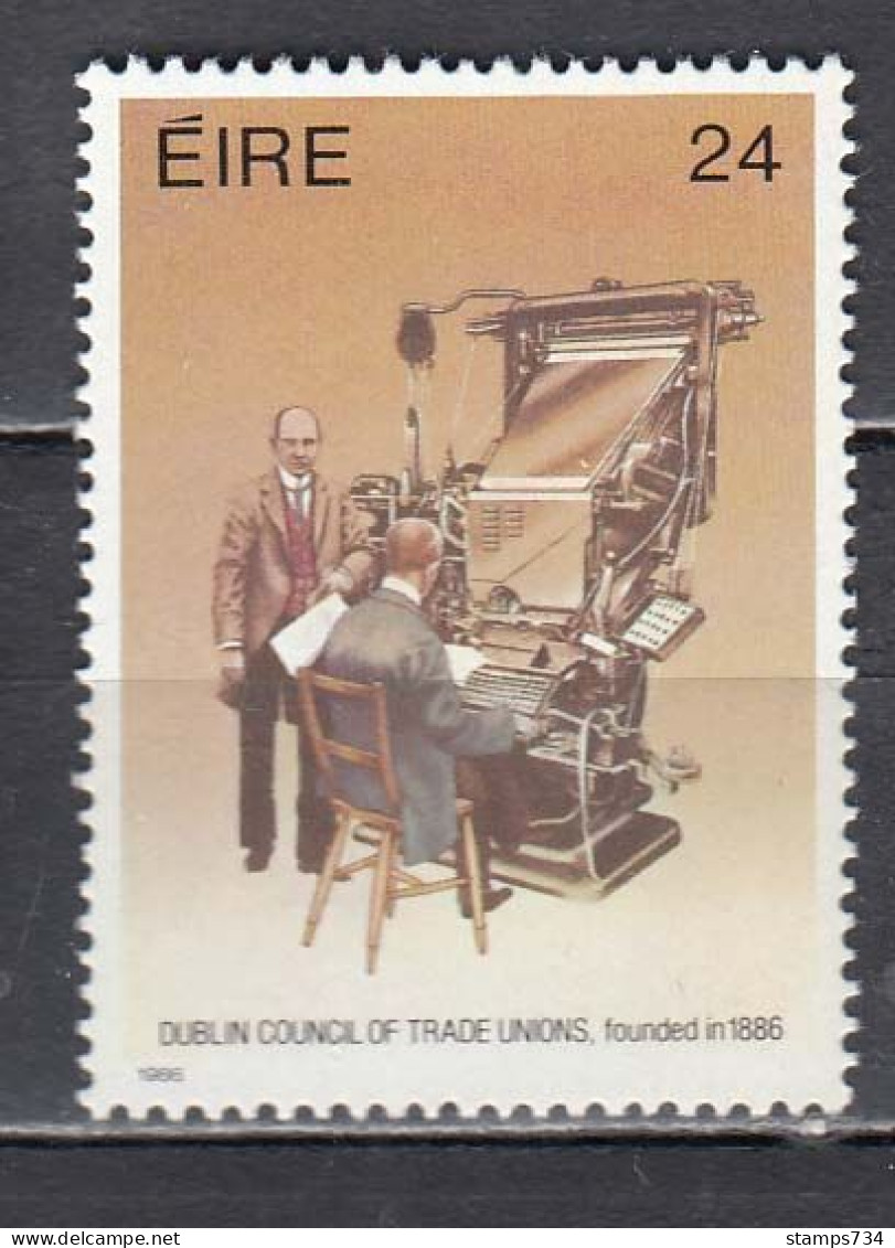 Ireland 1986 - 100 Years Of The Dublin Trade Union Association; Lynotape Machine, Mi-Nr. 605, MNH** - Nuovi