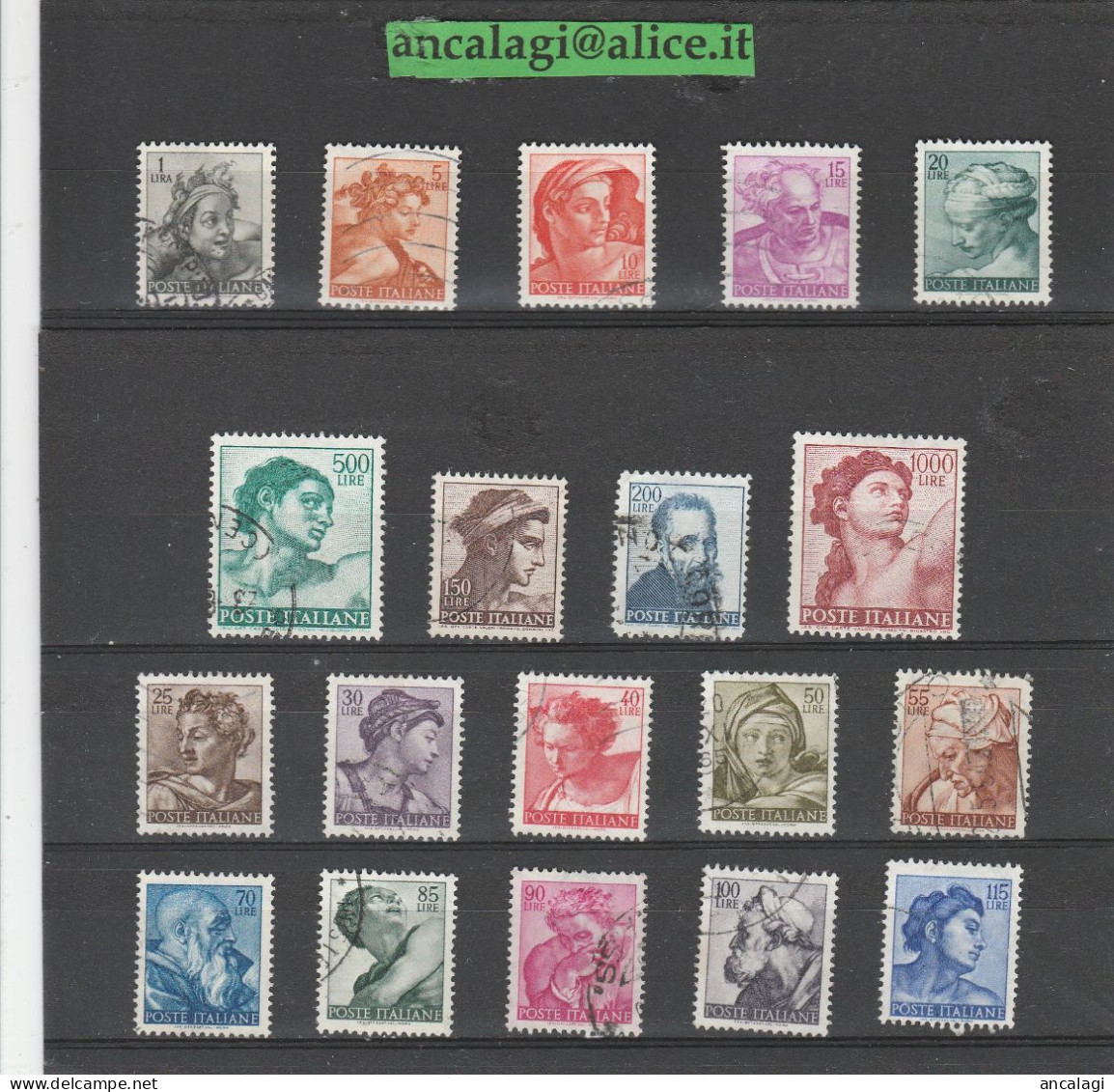 USATI ITALIA 1961 - Ref.0143A "MICHELANGOLESCA" Serie Completa Di 19 Val. - - 1961-70: Afgestempeld