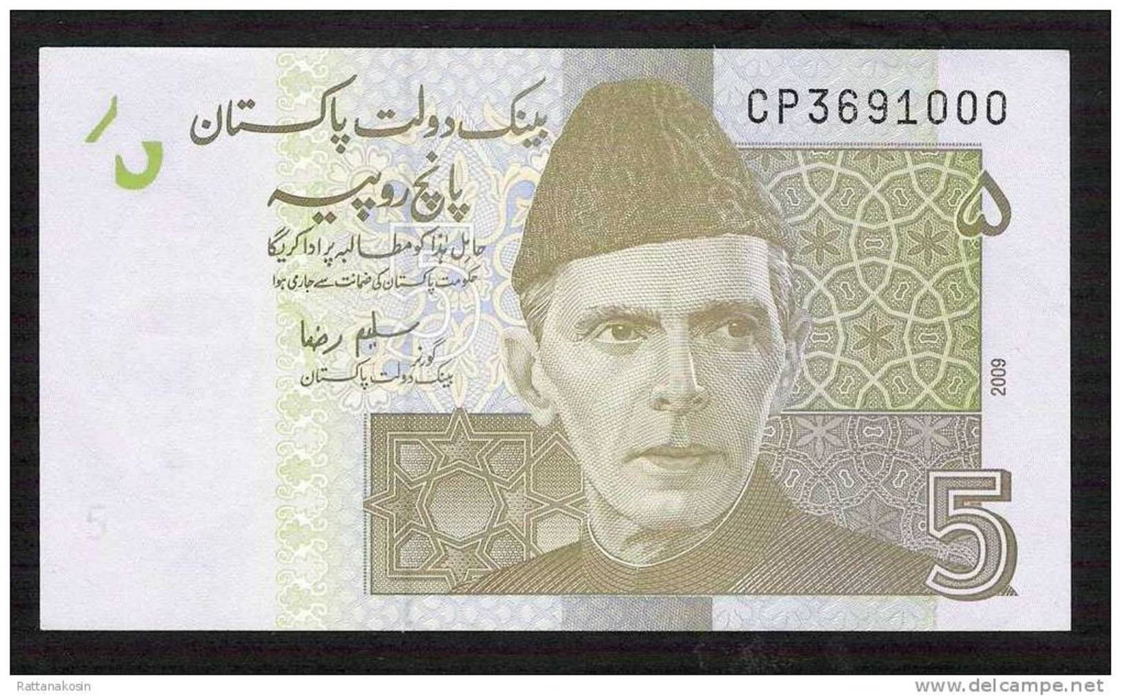 PAKISTAN P53b  5 RUPEES  2009  #CP   UNC. - Pakistán