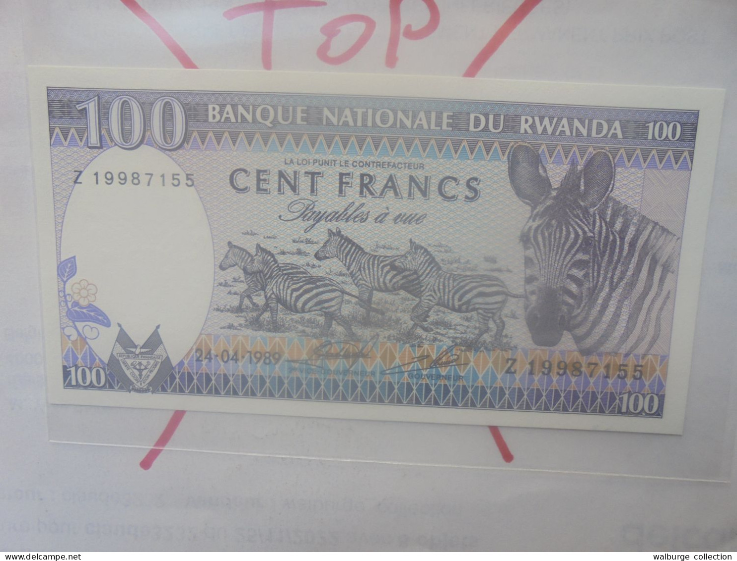 RWANDA 100 Francs 1989 Neuf (B.33) - Rwanda