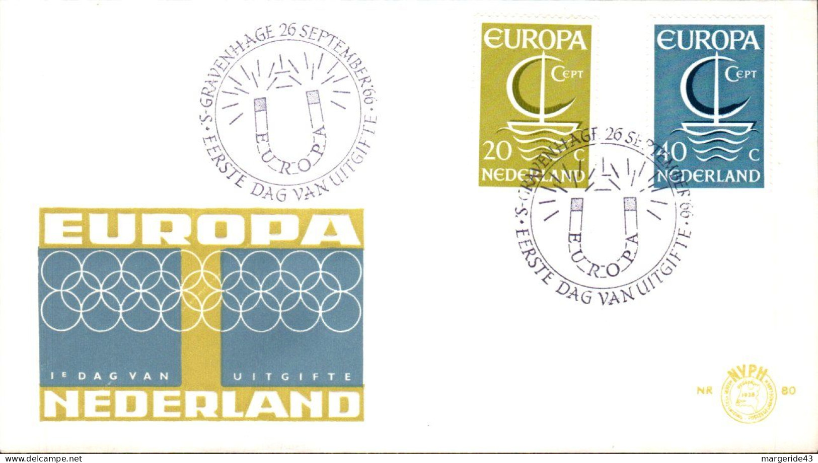 EUROPA 1966 PAYS BAS  FDC - 1966