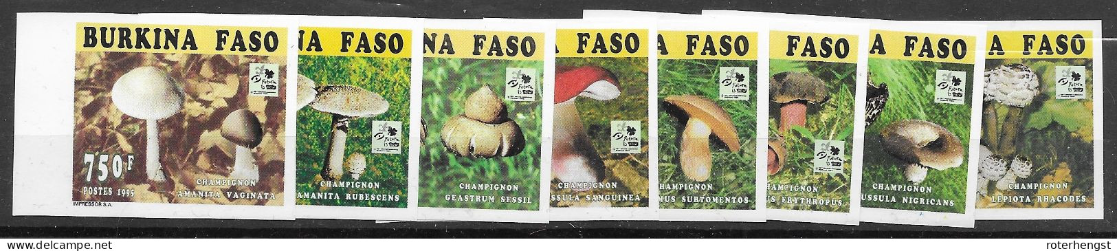 Burkina Faso Mnh ** Champignons Mushrooms IMPERF Set - Burkina Faso (1984-...)