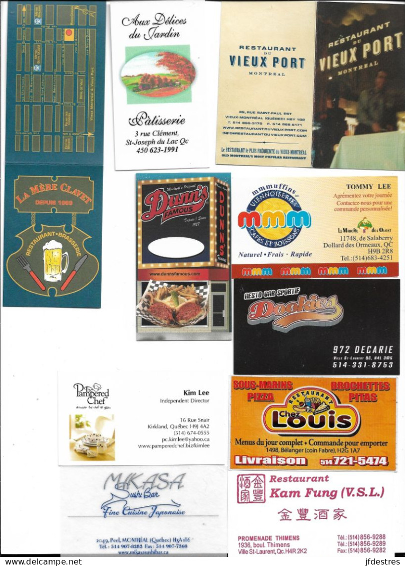 Petites Cartes Et Mignonettes Restaurants Bars Et Brasseries Traiteurs Canada Quebec 25 Pièces - Mignonnettes