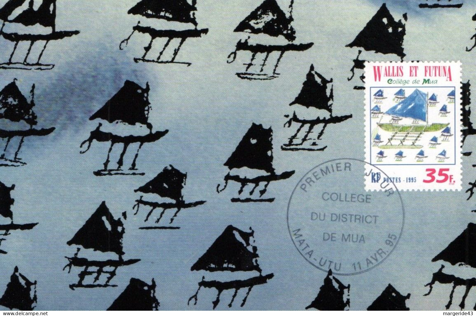 WALLIS ET FUTUNA CARTE MAXIMUM 1995 COLLEGE DU DISTRICT DE MUA - Cartes-maximum