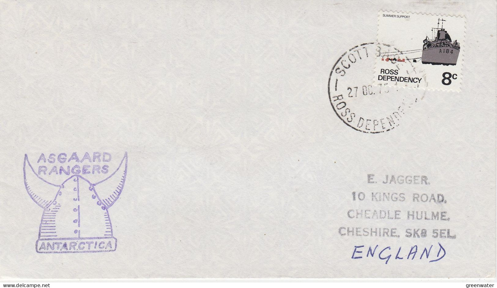 Ross Dependency 1975  Asgaard Rangers Antarctica Ca Scott Base 27 DEC 1975 (ZO251) - Lettres & Documents