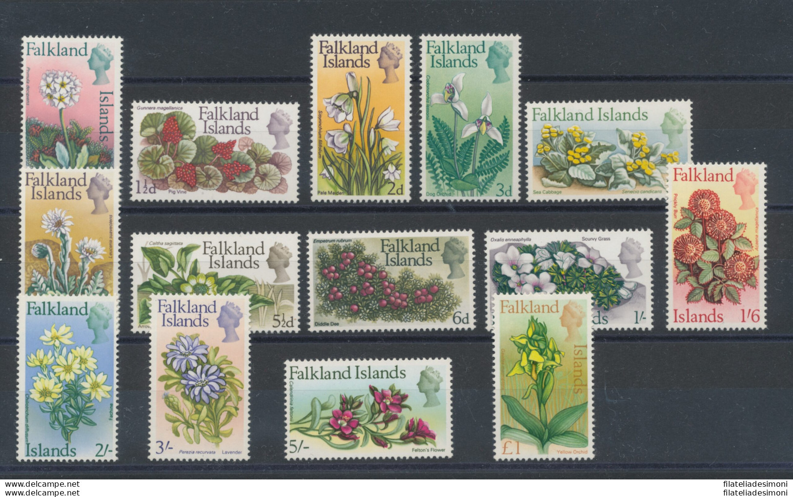 1968 FALKLAND - SG. 232/245, Fiori- Flowers, 14 Valori, MNH** - Other & Unclassified