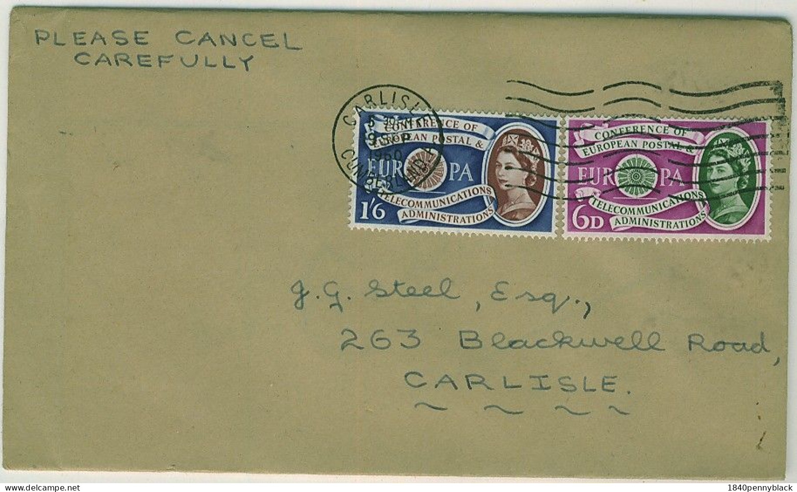 GB QE2 1960 Europa Set On Plain First Day Cover SG 621-2 From Carlisle, Cumberland - 1952-1971 Pre-Decimal Issues