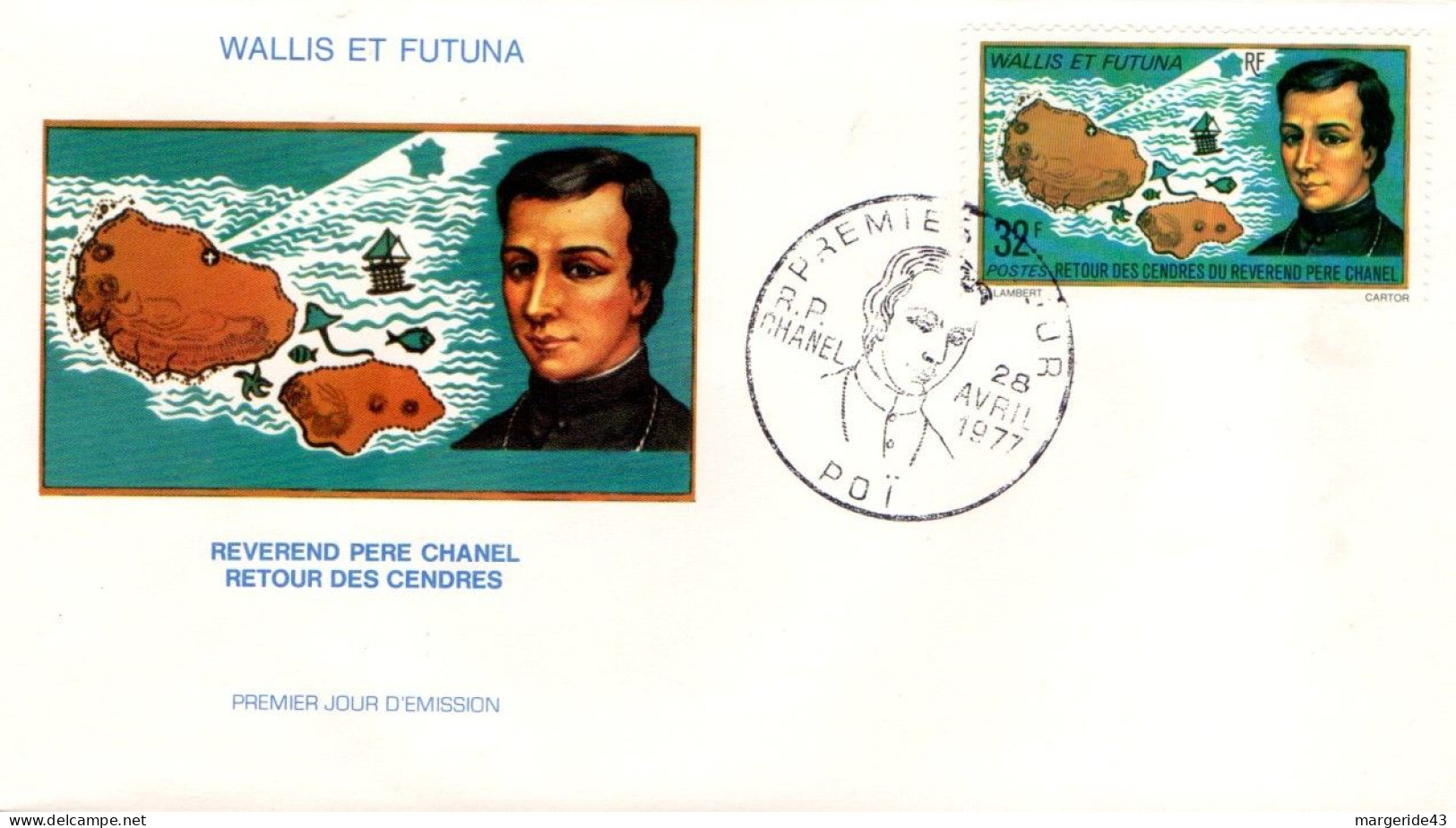 WALLIS ET FUTUNA FDC 1977 REVEREND PERE CHANEL - FDC