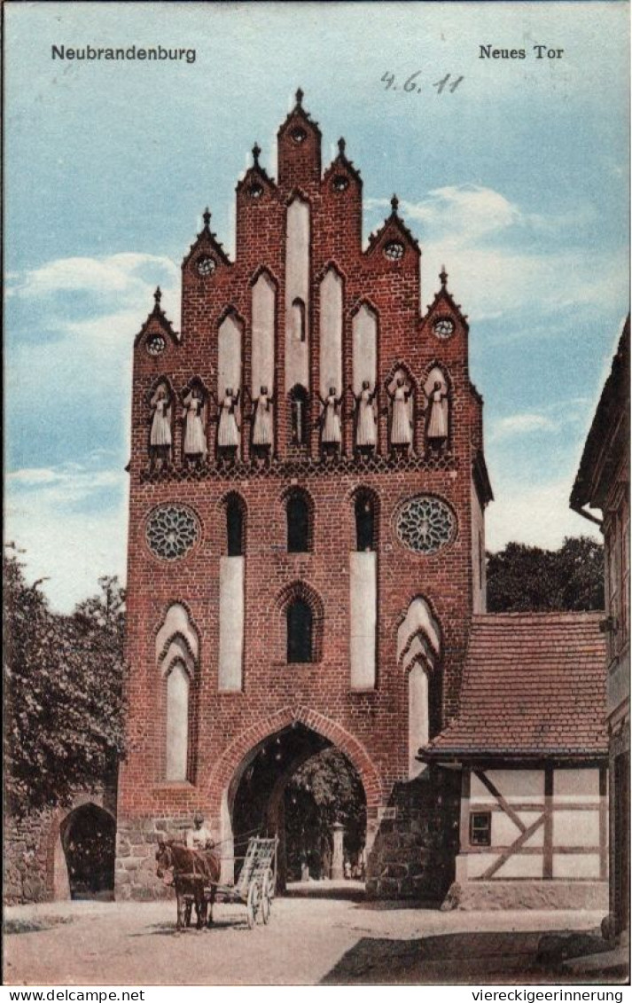 ! Alte Ansichtskarte Aus Neubrandenburg, Neues Tor, 1911, Verlag Goldiner, Berlin - Neubrandenburg