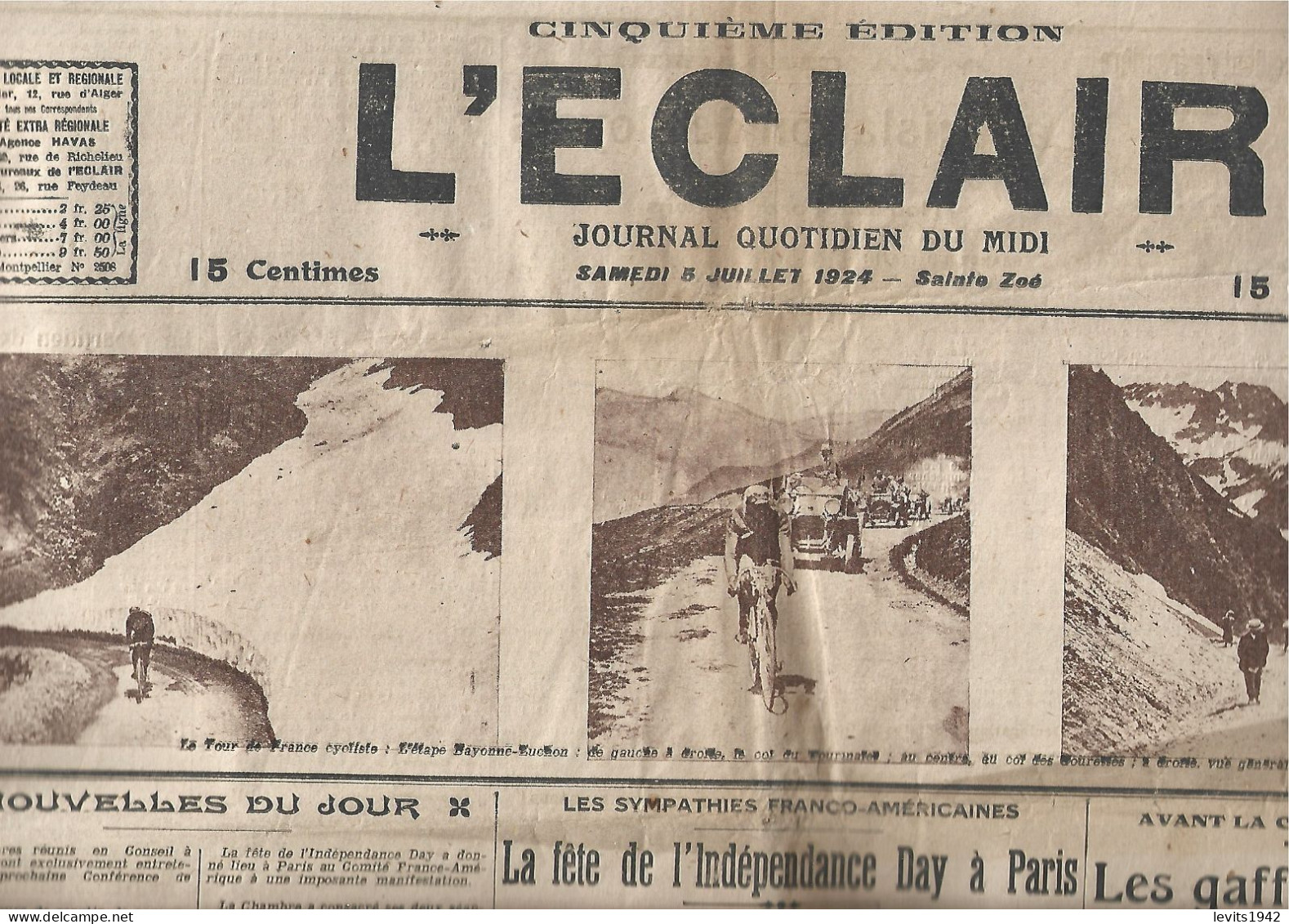 JEUX OLYMPIQUES 1924  - PARIS - LOT DE 9 QUOTIDIENS DIFFERENTS - JUIN - JUILLET 1924 - TOUR DE FRANCE - - Otros & Sin Clasificación