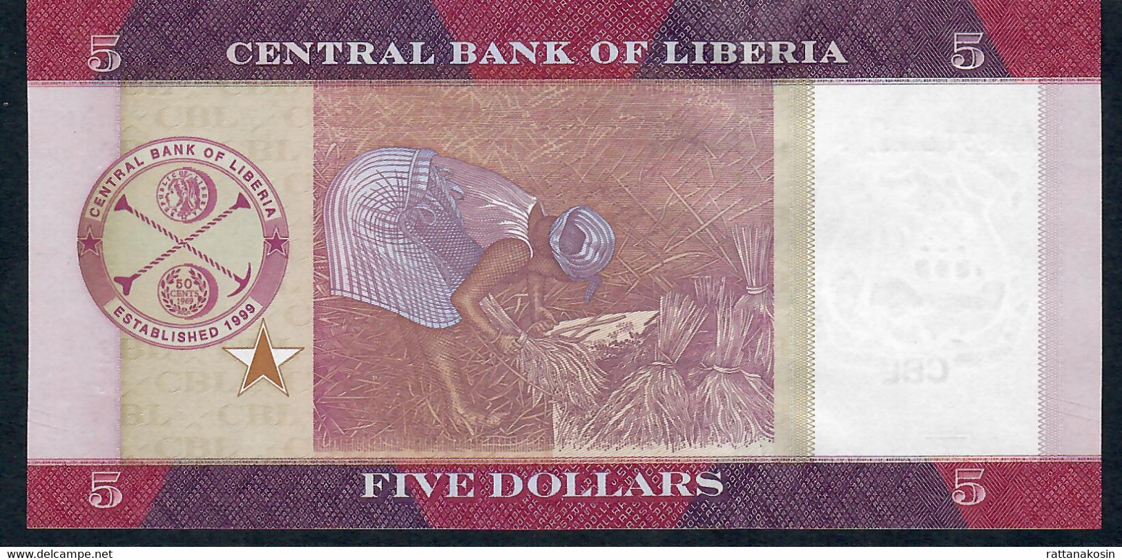 LIBERIA  P31 5 DOLLARS 2016 #AA UNC. - Liberia