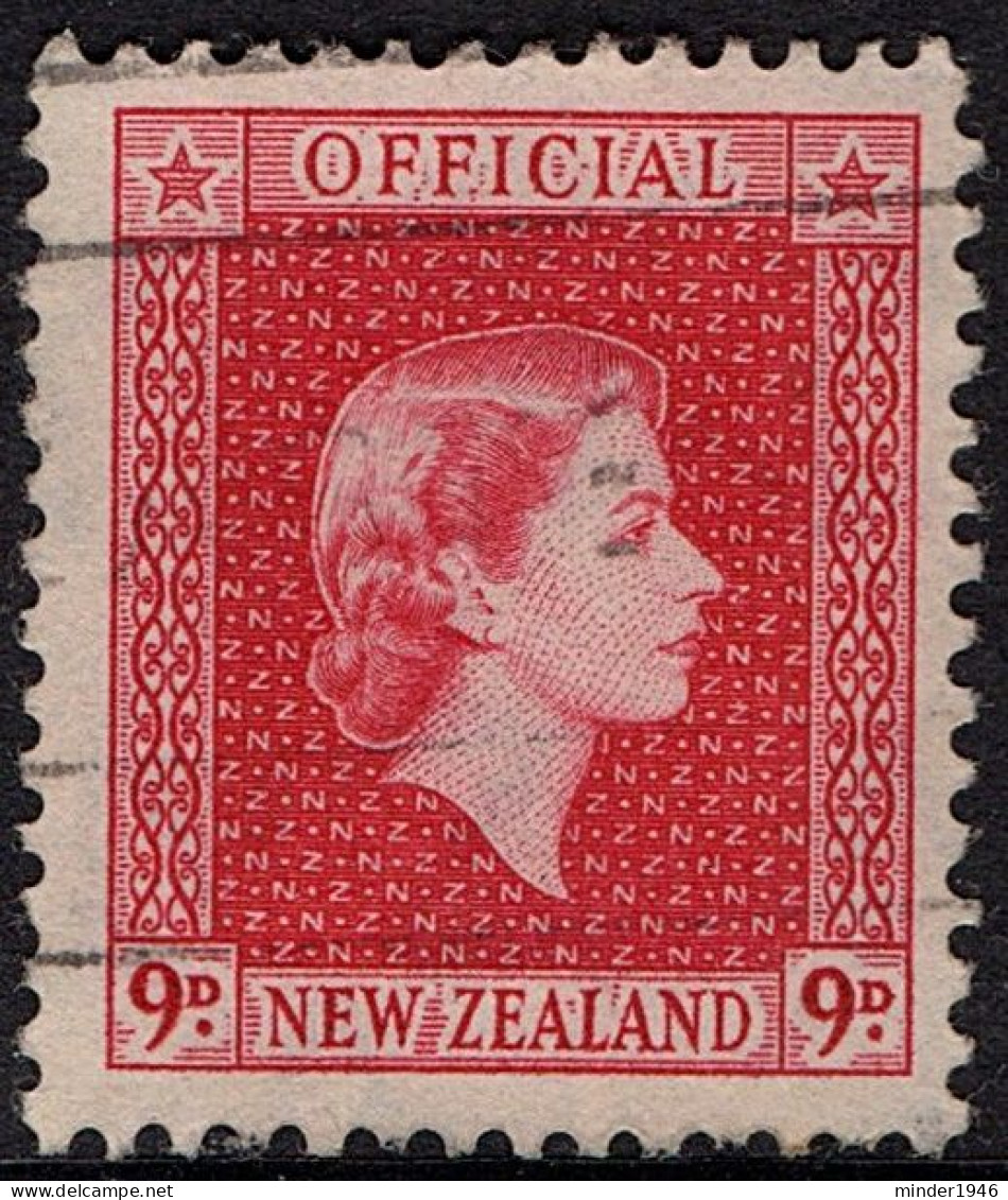 NEW ZEALAND 1954 QEII 9d Carmine "Official" SGO165 FU - Dienstzegels