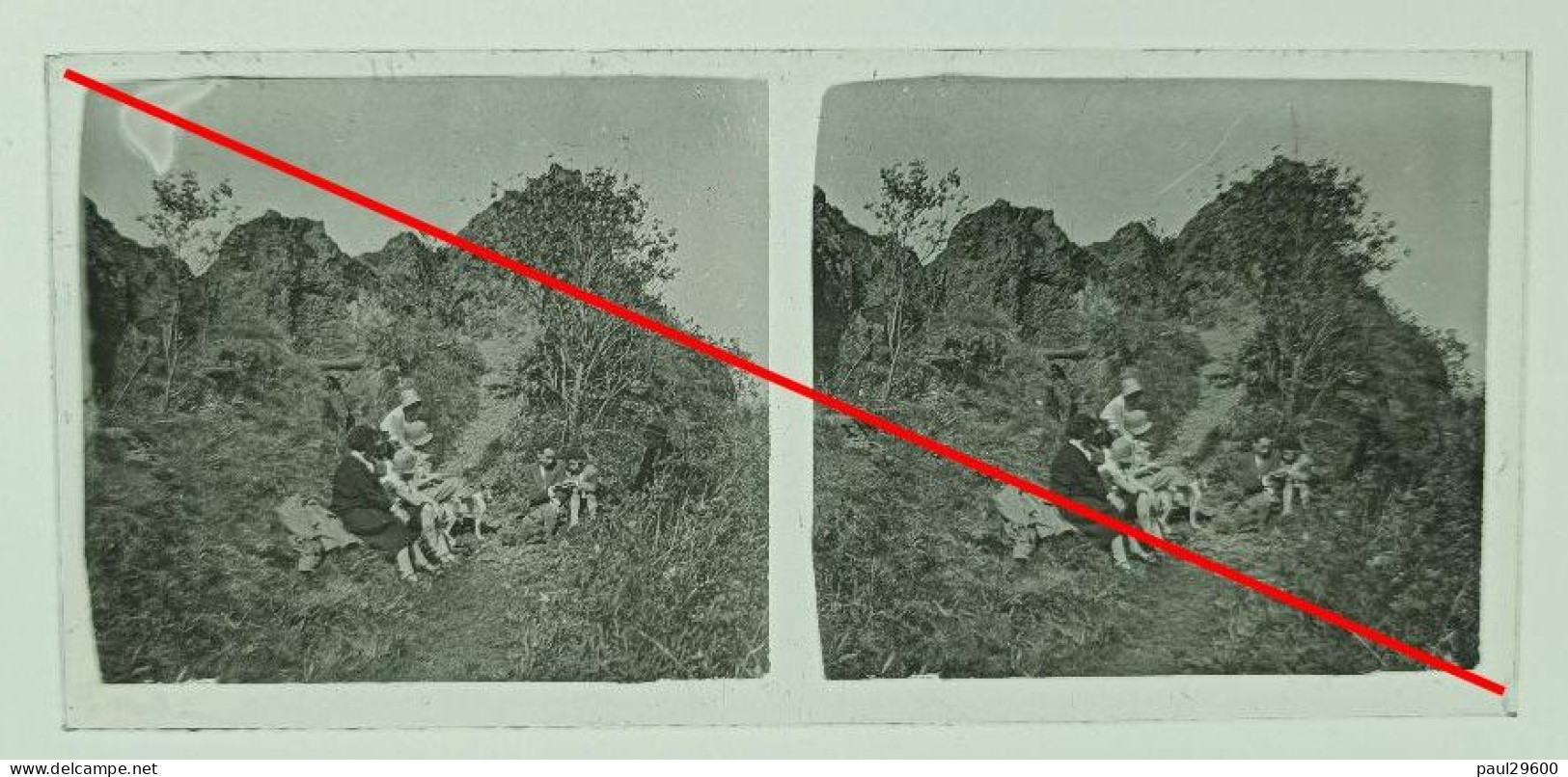 Photo Sur Plaque De Verre, A Définir, Campagne, Espace Vert, Arbre, Montagne, Chien, Homme, Femme, Enfant, Animée. - Diapositivas De Vidrio