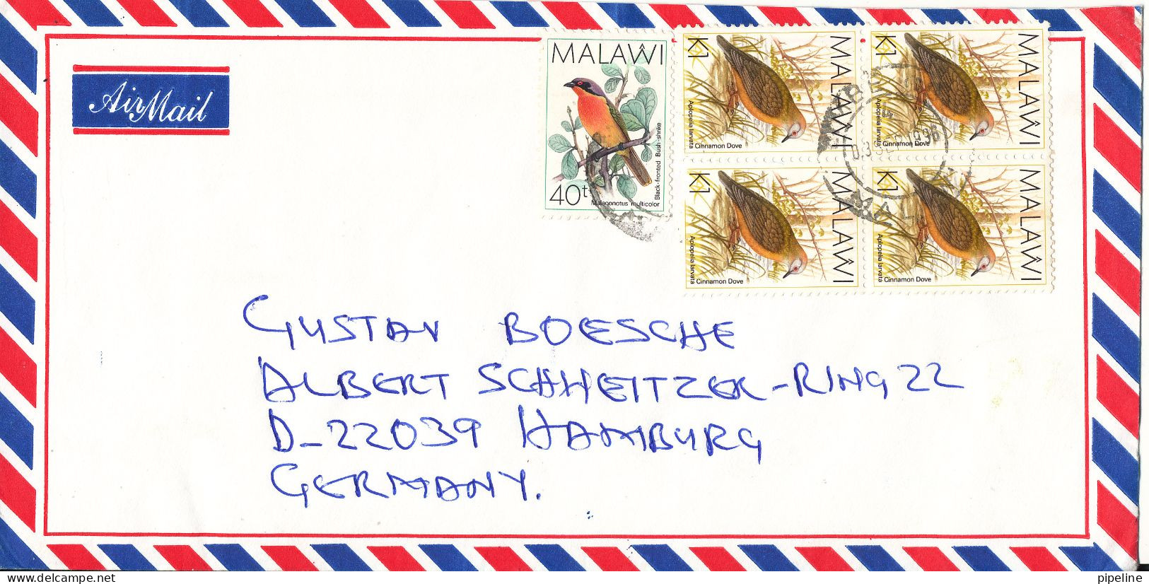 Malawi Air Mail Cover Sent To Germany 3-9-1996 BIRD Stamps - Malawi (1964-...)