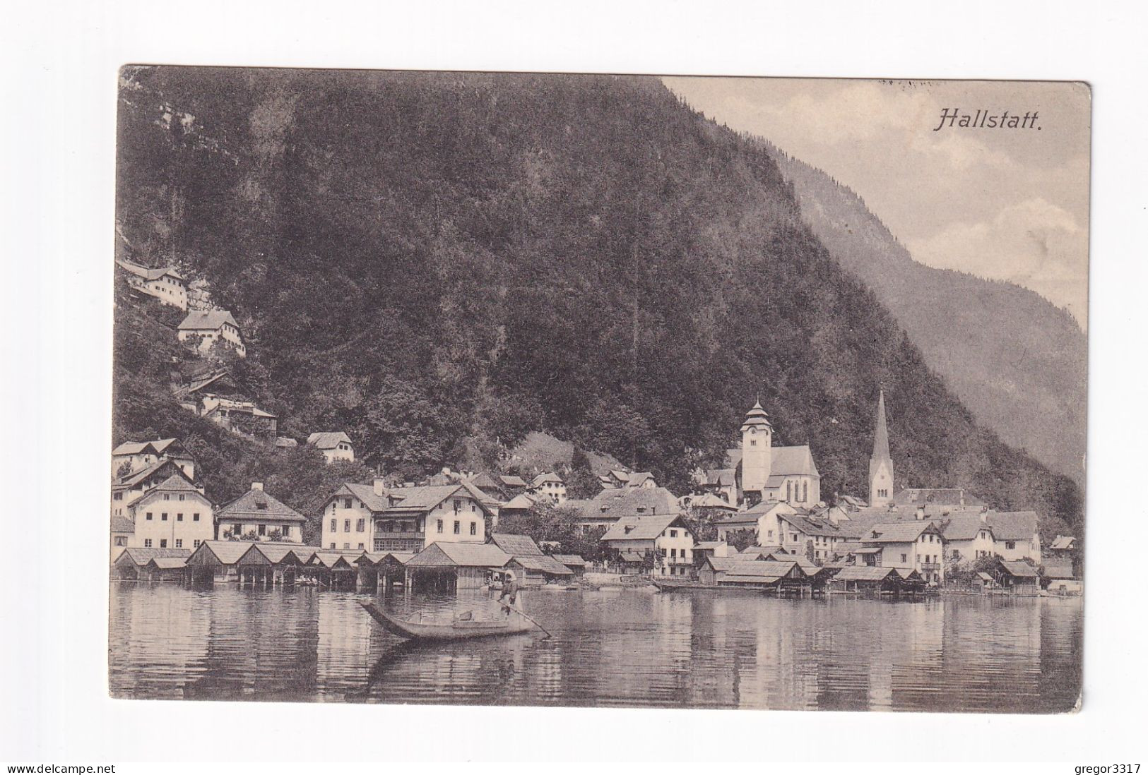 E5866) HALLSTATT -  Salzkammergut - Ruderboot - Häuser Bootshäuser Und Kirchen ALT! 1907 - Hallstatt