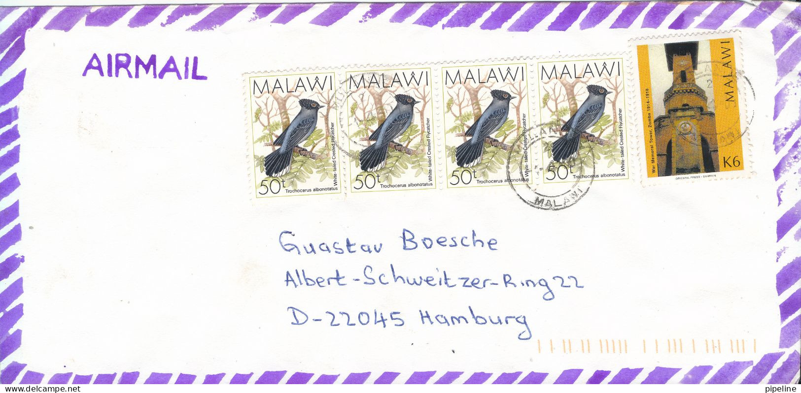 Malawi Air Mail Cover Sent To Germany 1-4-2001 BIRD Stamps - Malawi (1964-...)