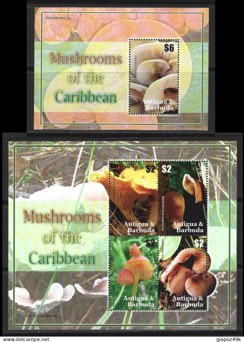 ● 2007 ANTIGUA & BARBUDA  ֍ MUSHROOMS Of The Caribbean ֍ FUNGHI ● Champignons ● 2 BF ** ● Lotto XX ● - Antigua Et Barbuda (1981-...)