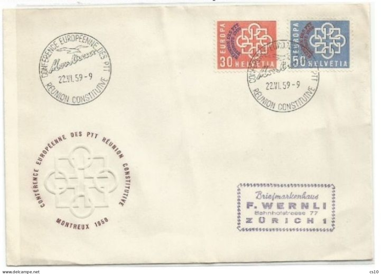 Suisse 1959 Conference Ministeres PPTT - Europa CEPT Issue OVPT - FDC - 1959