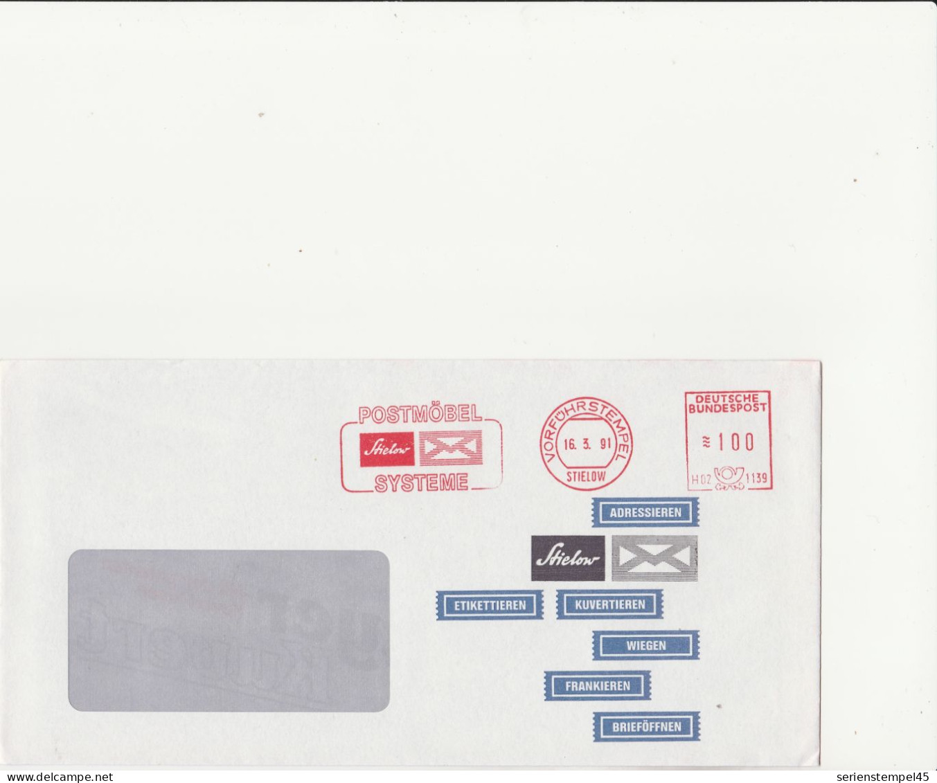 Bund Brief Mit Freistempel Rot Vorführstempel 1991 Stielow H02 1139 - Frankeermachines (EMA)