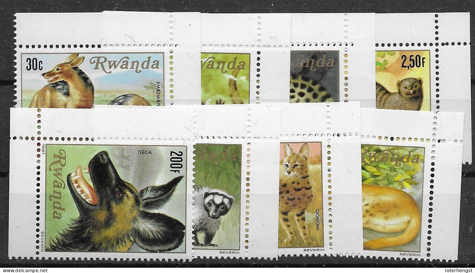 Rwanda Set Animals Mnh ** 1981 13 Euros - Ungebraucht