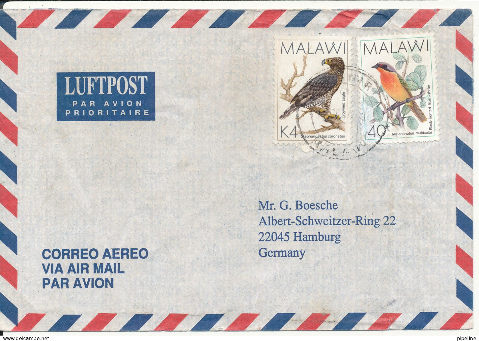 Malawi Air Mail Cover Sent To Germany BIRD Stamps - Malawi (1964-...)