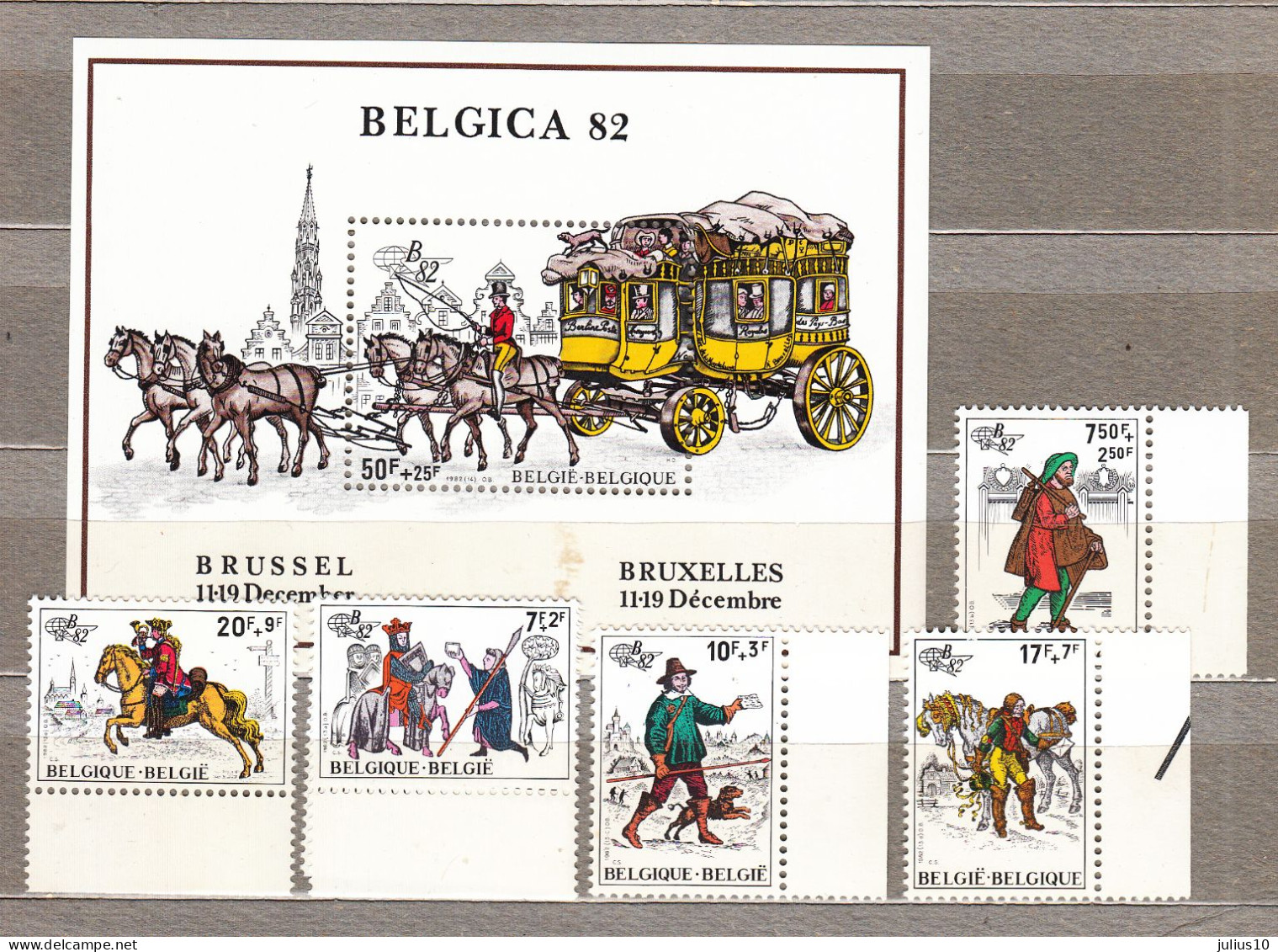 BELGIUM 1982 Post History Mi 2123-2128 Bl 53 MNH(**) #33772 - Poste