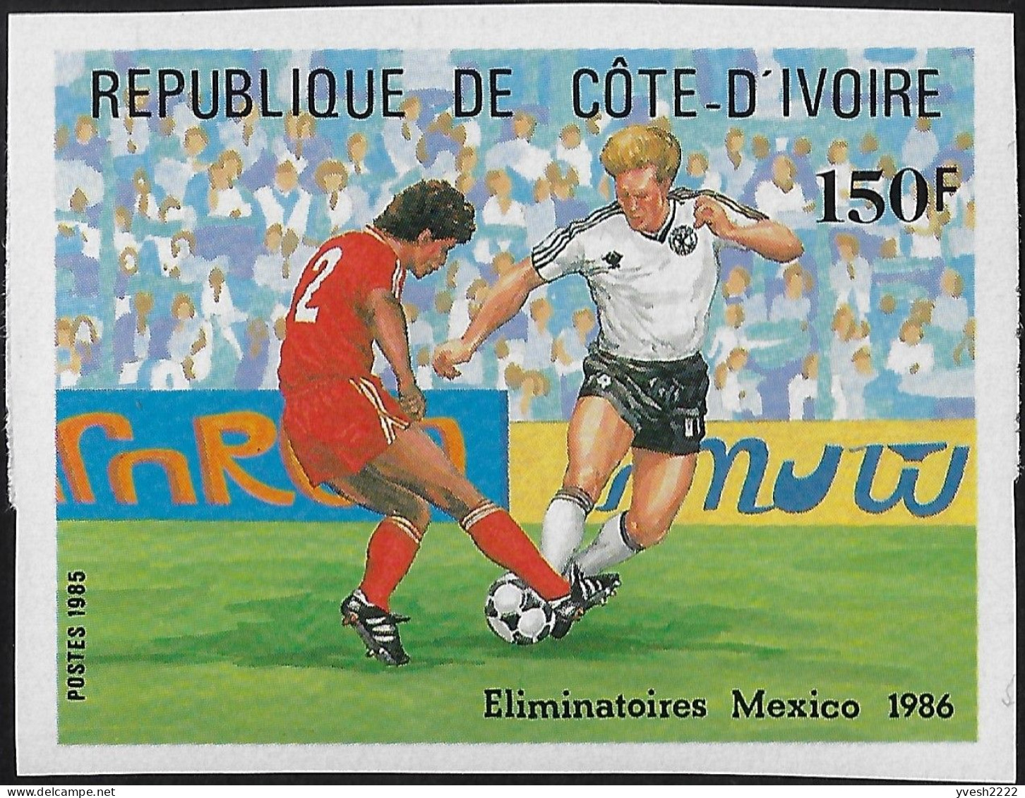 Côte D'Ivoire 1985 Y&T 721 à 724. Non Dentelés. Coupe Du Monde De Football Au Mexique. Phases De Jeu - 1986 – Mexique