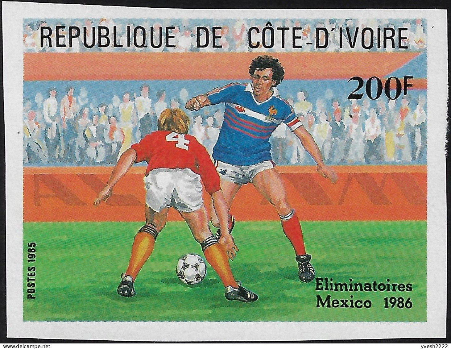 Côte D'Ivoire 1985 Y&T 721 à 724. Non Dentelés. Coupe Du Monde De Football Au Mexique. Phases De Jeu - 1986 – Mexique