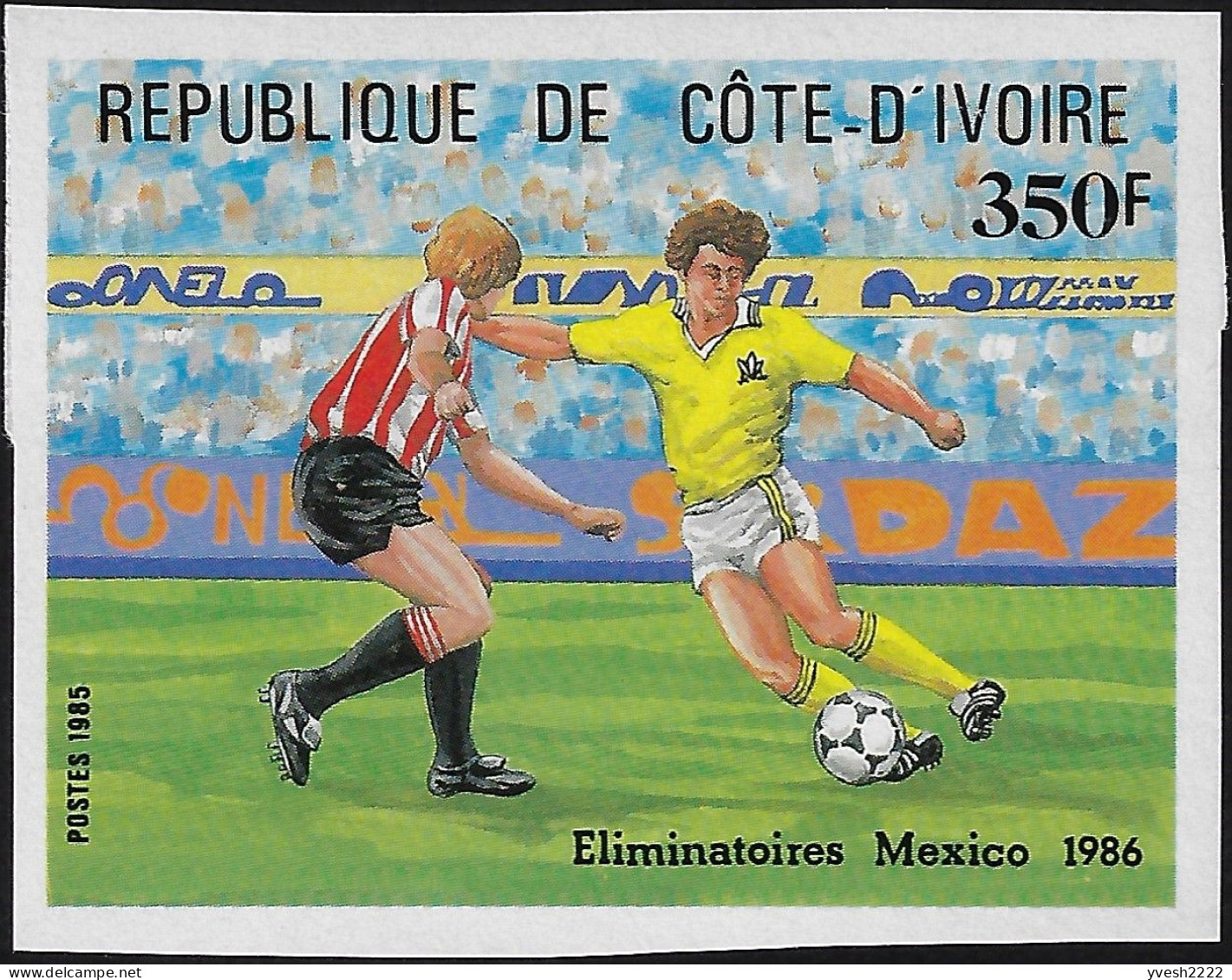 Côte D'Ivoire 1985 Y&T 721 à 724. Non Dentelés. Coupe Du Monde De Football Au Mexique. Phases De Jeu - 1986 – Mexique