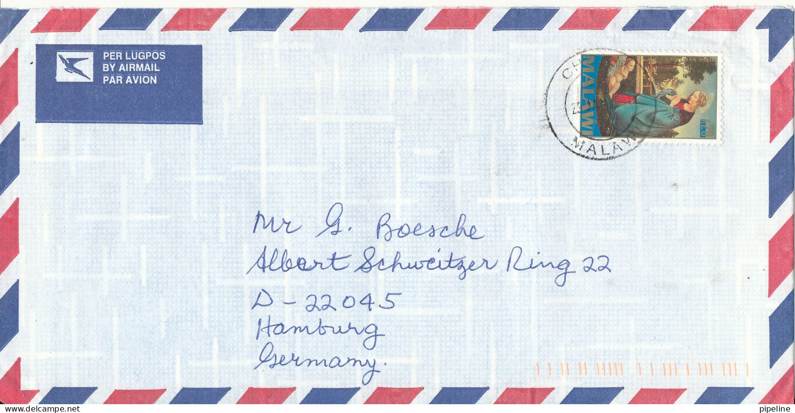 Malawi Air Mail Cover Sent To Germany 23-1-2001 Single Franked - Malawi (1964-...)