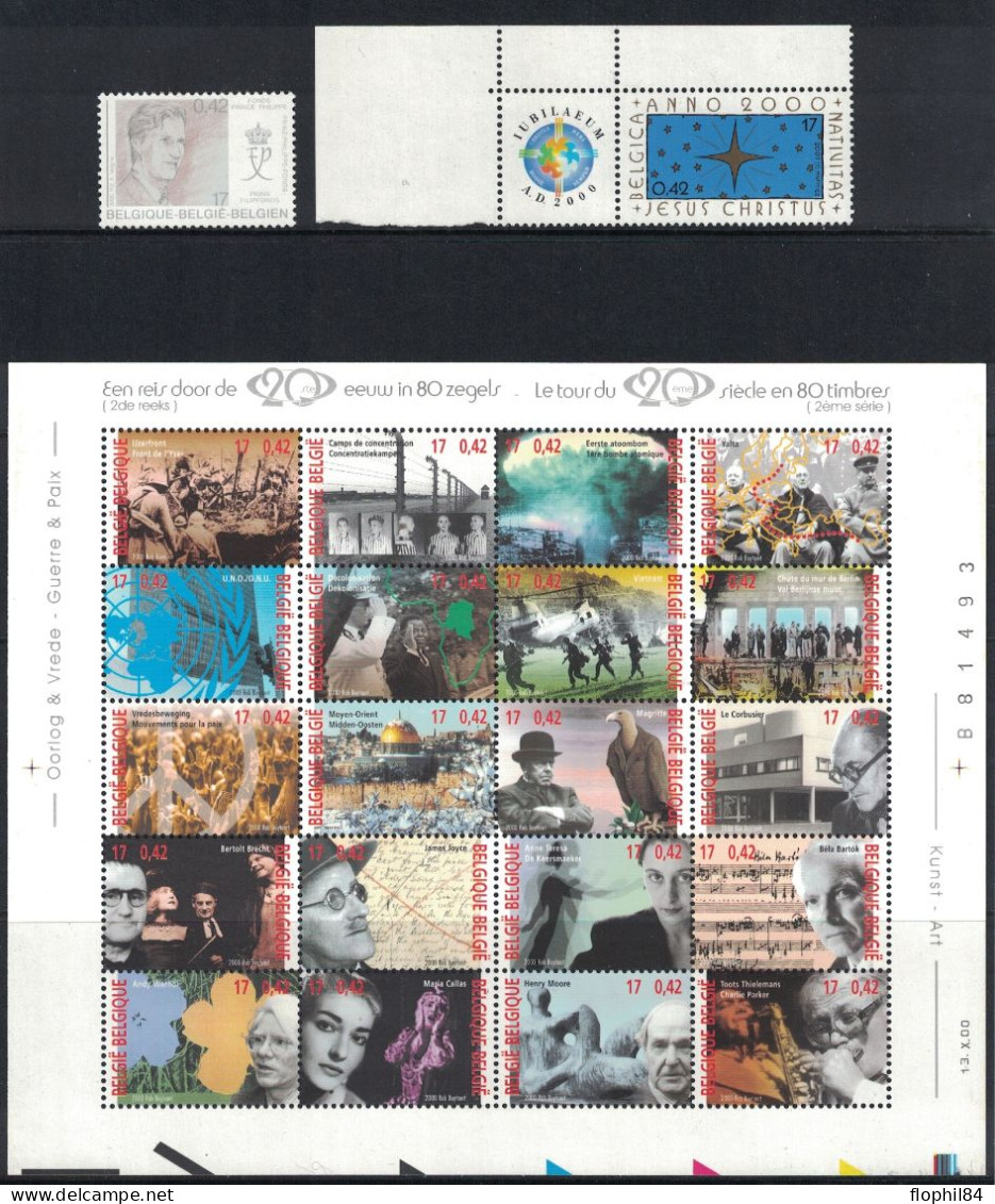 BELGIQUE - TIMBRES DE L'ANNEE 2000 EN POCHETTE DE LA POSTE - NEUF - FACIALE 37€64 - DONT CARNET J.S.BACH. - Unused Stamps