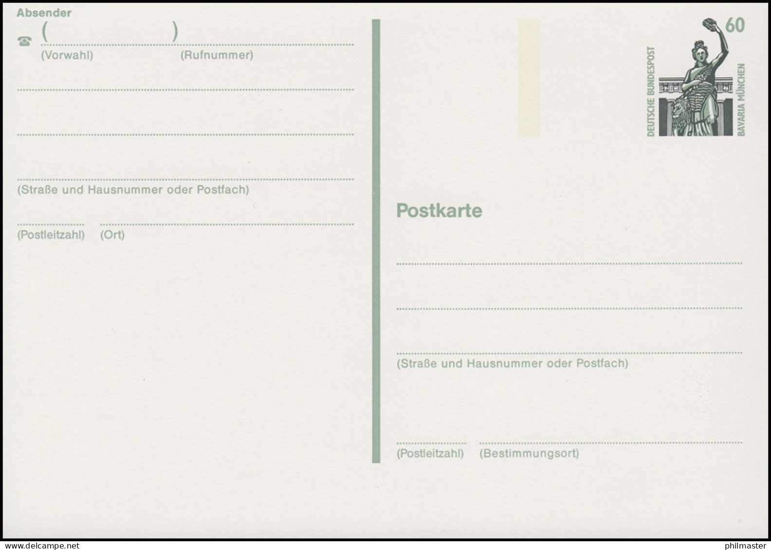 P 144 SWK 60 Pf Bavaria München - Versetzter Balken, ** - Cartes Postales - Neuves